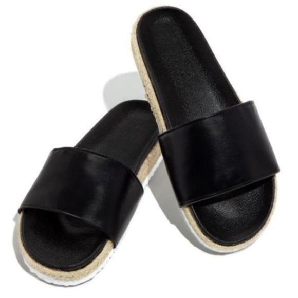 Espadrille Slides in Black - Picture 2 of 6